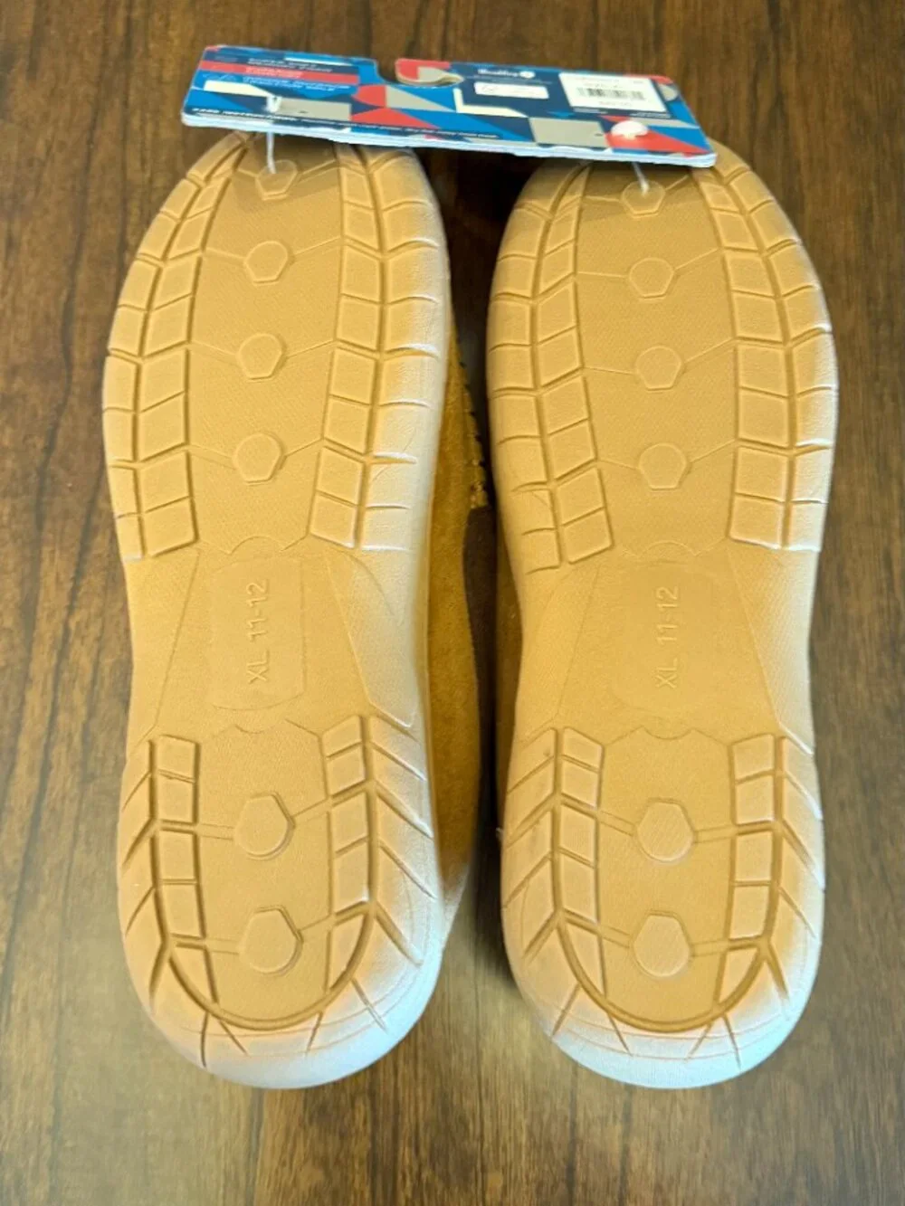 NWT Men's Wembley Camel Brown Suede Moccasin Slippers Memory Foam, Size XL 11-12